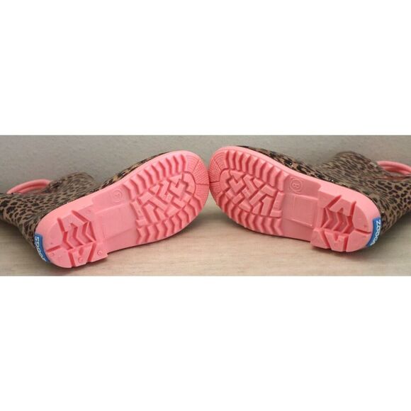 Zoogs Toddler Girl's Sz 8 Tan & Pink Leopard Print Rain Boots - Picture 5 of 9